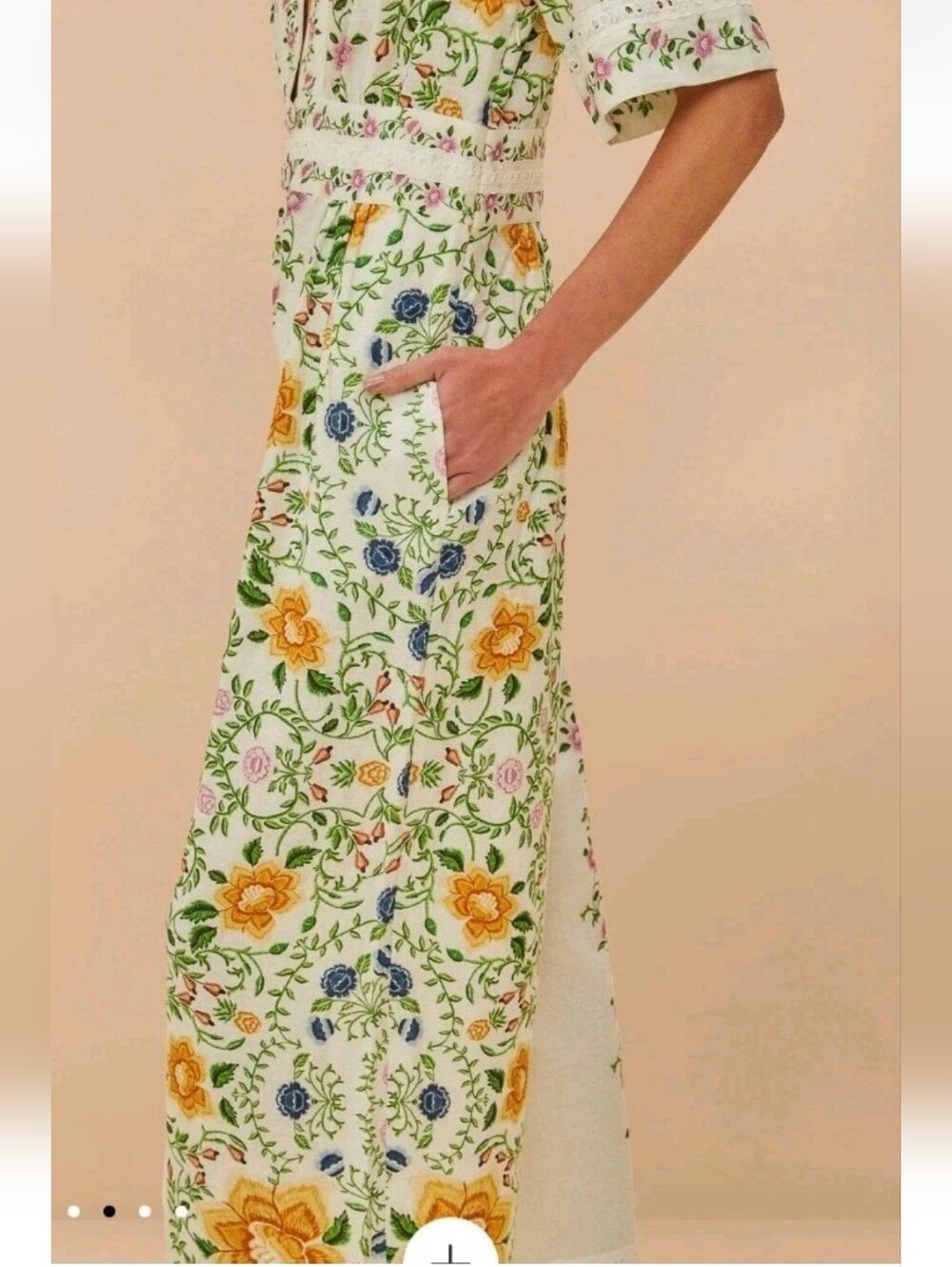 Farm Rio Off White Folk Floral Jumpsuit - Picture 3 of 4
